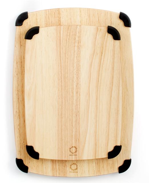 Martha Stewart Collection Set of 2 Rubberwood Grip Cutting Boards