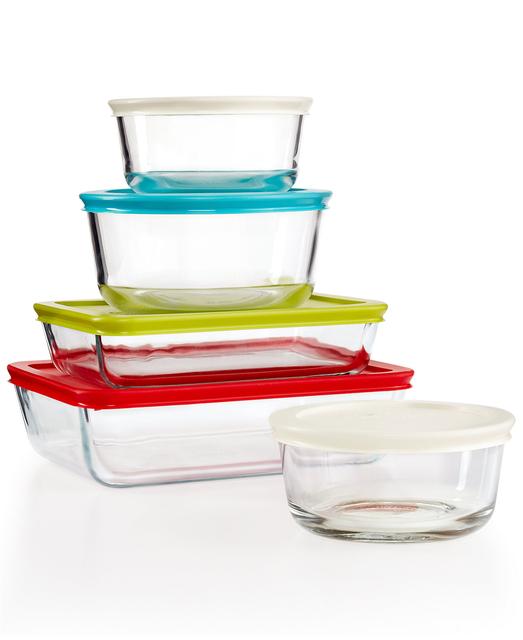 Pyrex 10-Piece Simply Store Set with Colored Lids