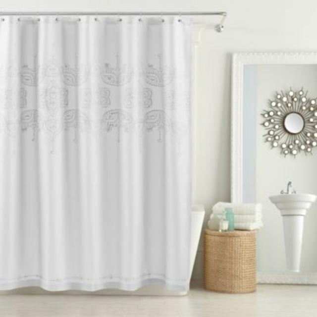 Anthology™ Scarlet Shower Curtain in White