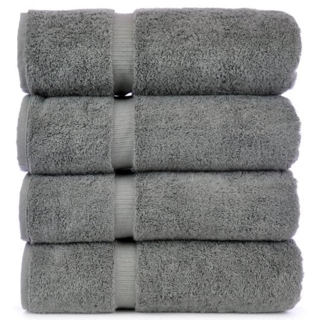 Luxury Hotel & Spa Towel 100% Genuine Turkish Cotton (Bath Towel  - Set of 4, Gray)