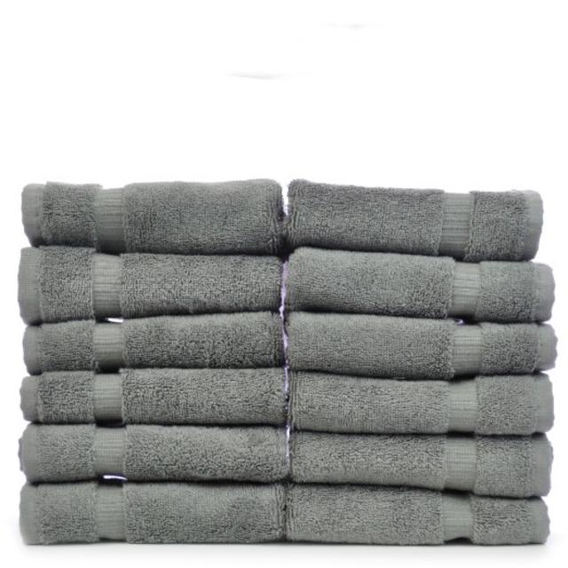 Luxury Hotel & Spa Towel 100% Genuine Turkish Cotton (Wash Cloth  - Set of 12, Gray)
