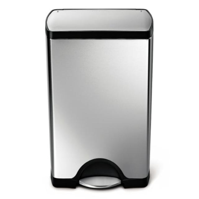 simplehuman Rectangular Step Trash Can, Stainless Steel, 38 L / 10 Gal