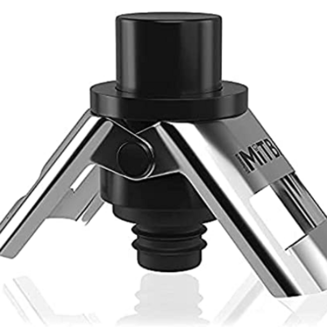 Champagne Stopper by MiTBA Bottle Sealer for Champagne Cava Prosecco and Sparkling Wine with a Built In Pressure Pump. Let the Cork Fly and Keep Your Fizz’s Bubbles! Stainless Steel + ABS, B&S Color