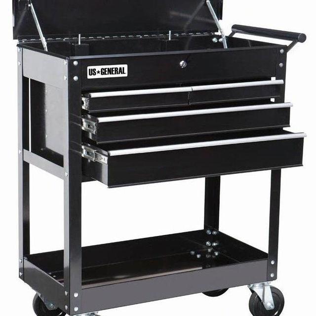 Roller Cart Tool Cabinet Storage Chest Box Glossy Black 4 Drawer 580 Lb. Capacity by US General