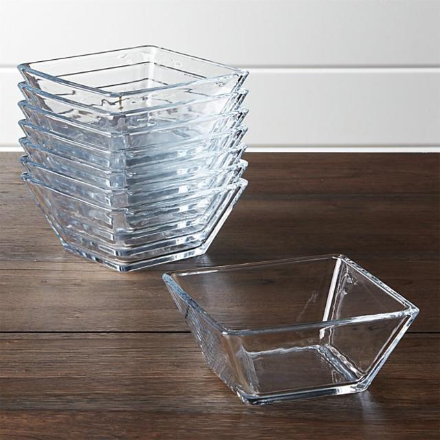 Tempo Square Glass Cereal Bowls Set of 8