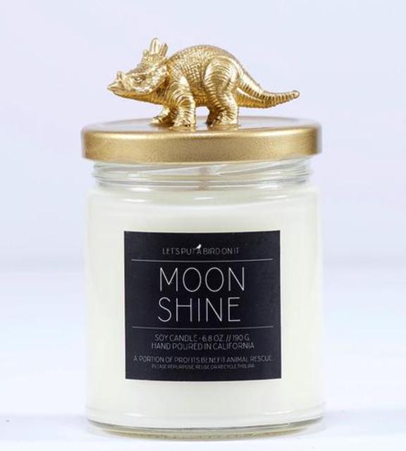 Gold Triceratops Soy Wax Jar Candle