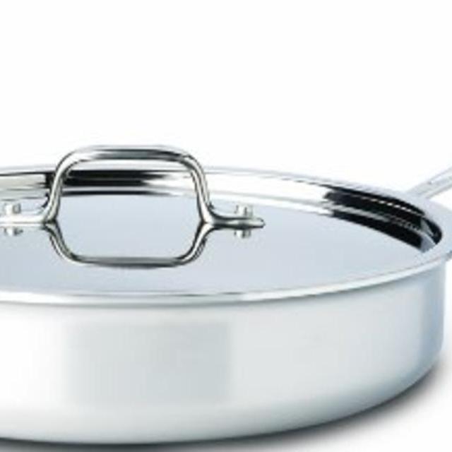 All-Clad 4403 Stainless Steel Tri-Ply Bonded Dishwasher Safe 3-Quart Saute Pan with Lid / Cookware, Silver