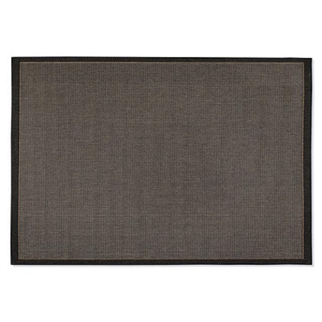 Saddlestitch Outdoor Rug / Black Natural Color 5'3x7'6