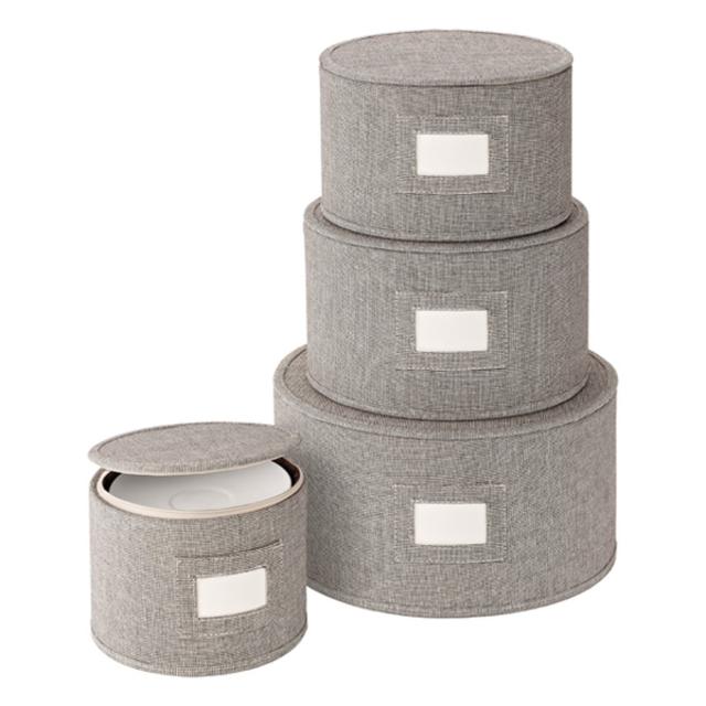 Brown Twill Round Plate Storage Cases
