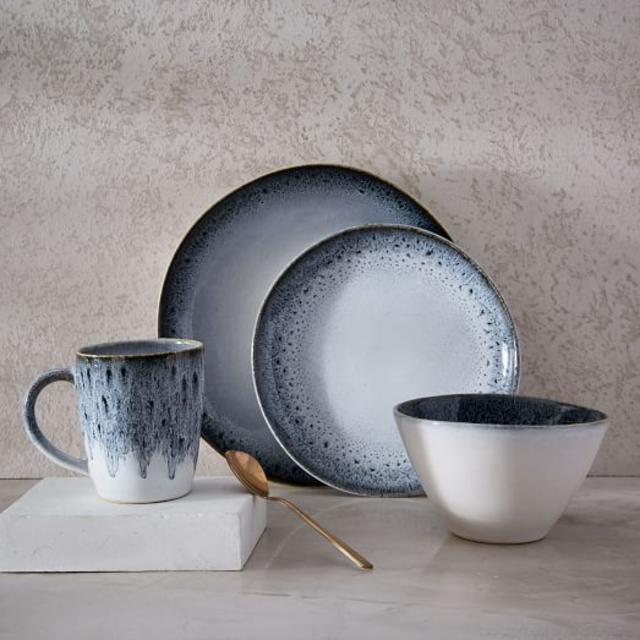 Reactive Glaze Dinnerware Set - Black/White