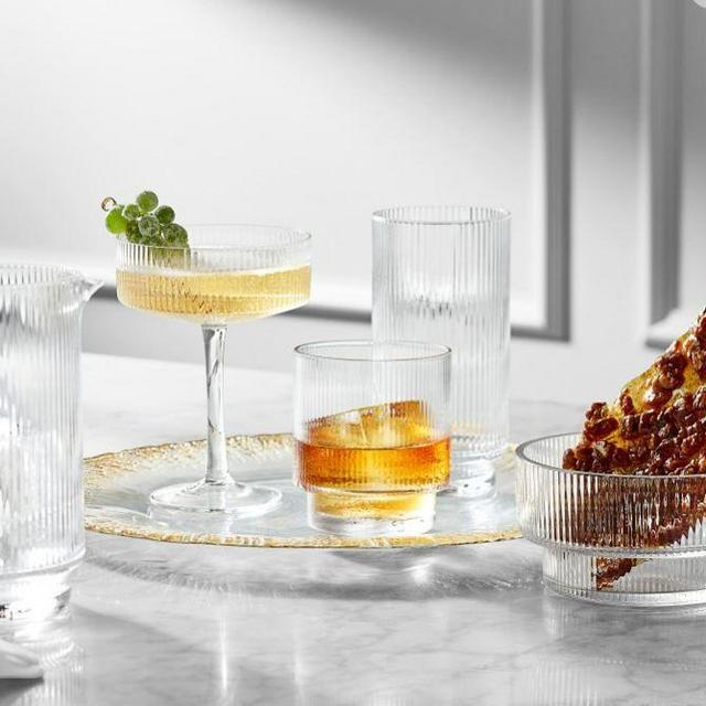 Modern Optic Highball Glasses, Set of 4
