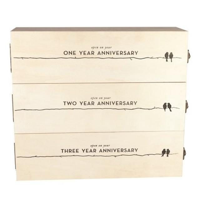 Boulevard Newlywed's Anniversary Wooden Wine Box by Twinee