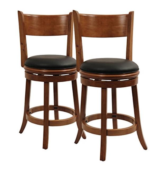 Boraam 5124 Palmetto Swivel Stool, 24-Inch, Fruitwood Finish, 2-Pack