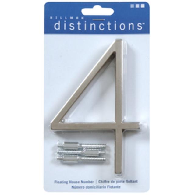 The Hillman Group 5-in Satin Nickel House Number Number 4