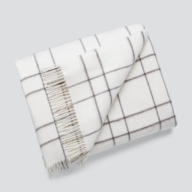 Pinstripe Plaid Throw - Marshmellow