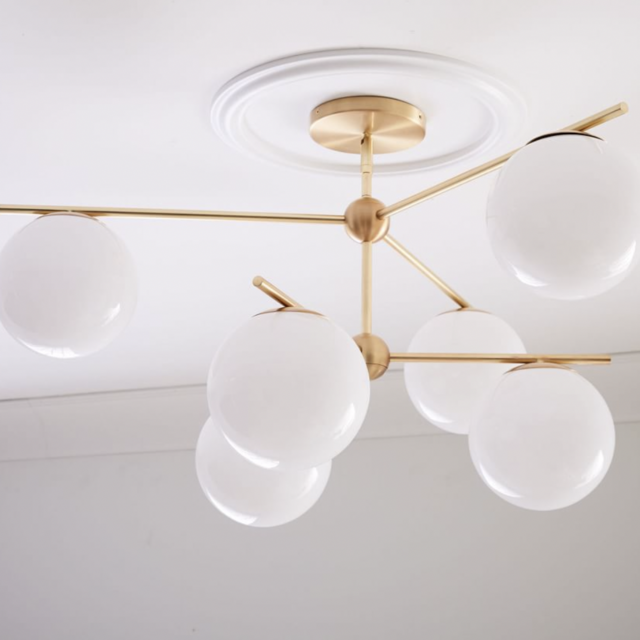 Sphere & Stem 6-Light Semi-Flushmount - Milk