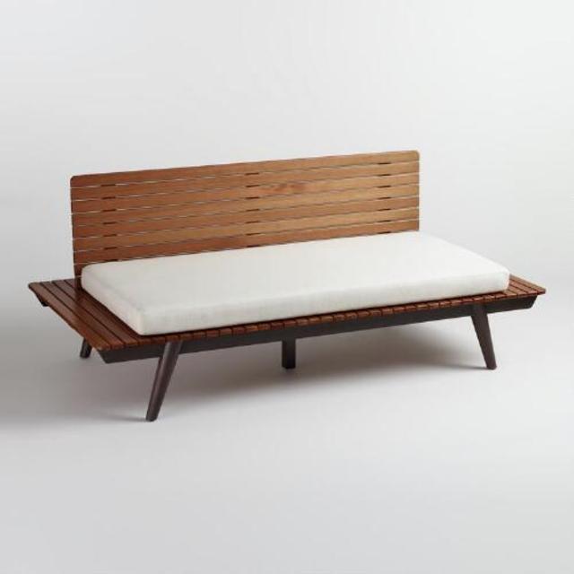 Wood Slat Trapani Deep Bench with Cushion