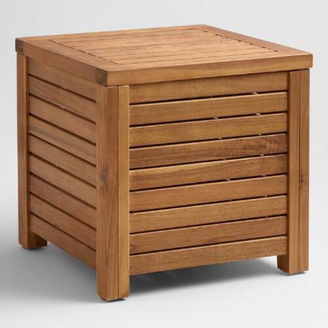 Wood Praiano Outdoor Storage Side Table
