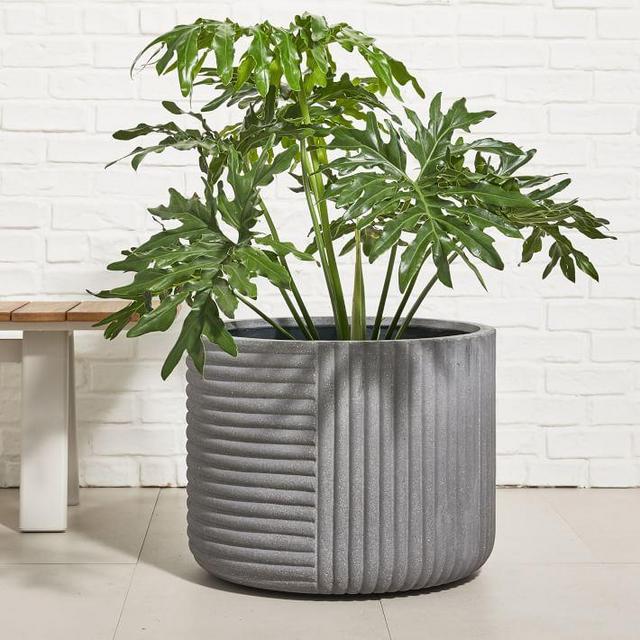 Large Frost Gray Cecilia Fiberstone Indoor/Outdoor Planters