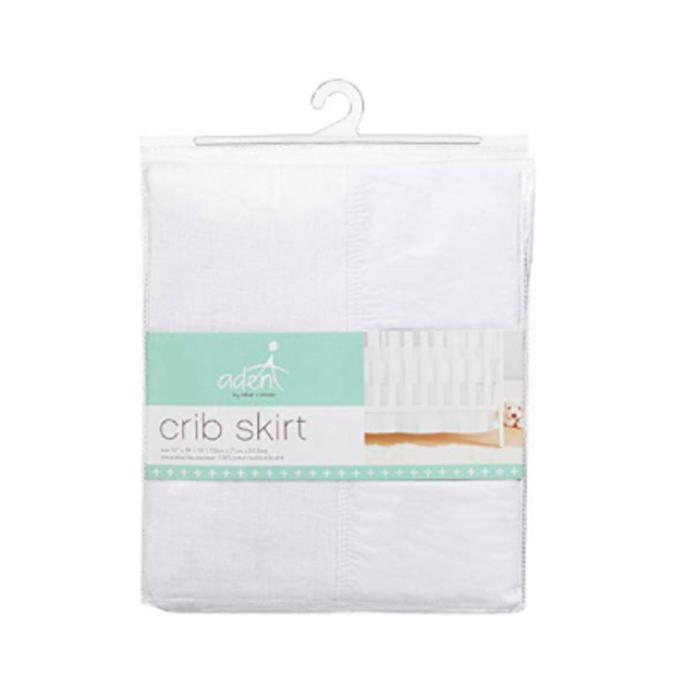 aden by aden + anais Classic Crib Skirt, 100% Cotton Muslin, Super Soft, Tailored Fit, white
