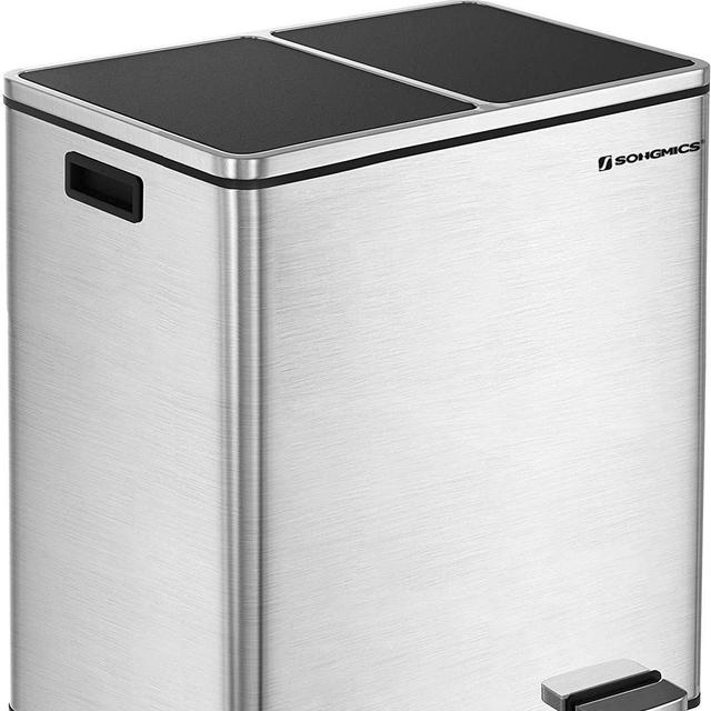 SONGMICS Trash Can, Double Recycle Stainless Steel
