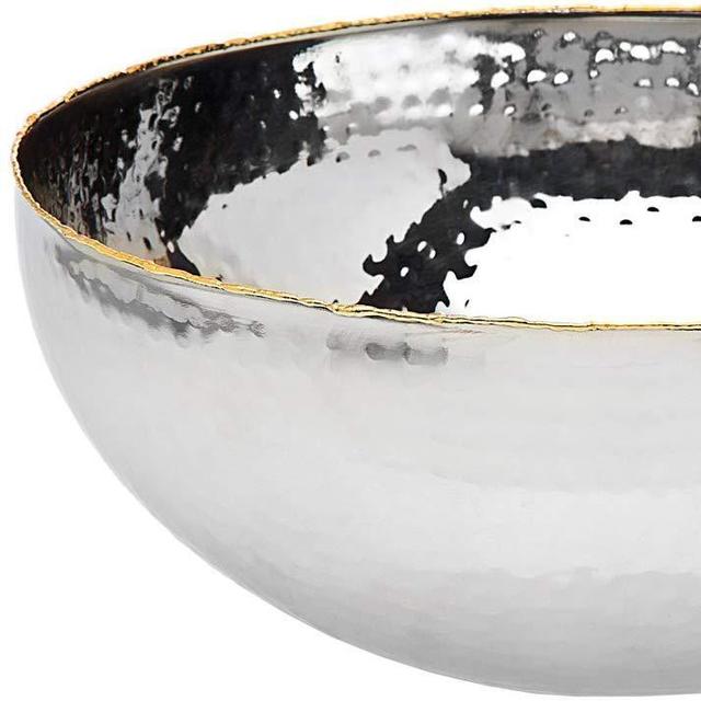 Godinger Silver Art Hammerd Bowl Gold Border 11"