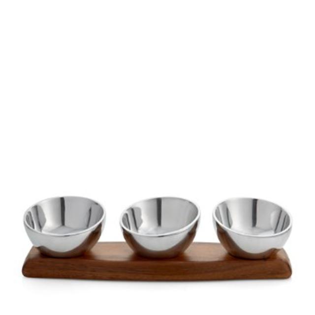 Nambé Luna Triple Condiment Bowl