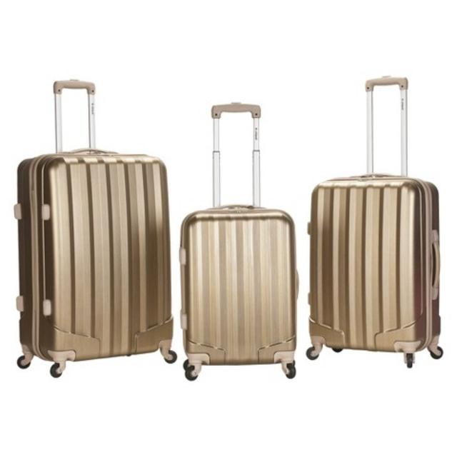 Rockland Luggage Metallic 3 Piece ABS Spinner Luggage Set - Bronze