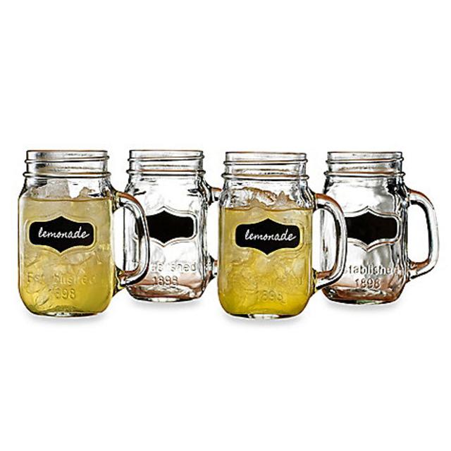 Yorkshire 17.5-Ounce Chalkboard Mason Jar Glasses (Set of 4)