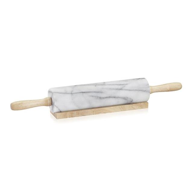 White Marble Rolling Pin with Stand
