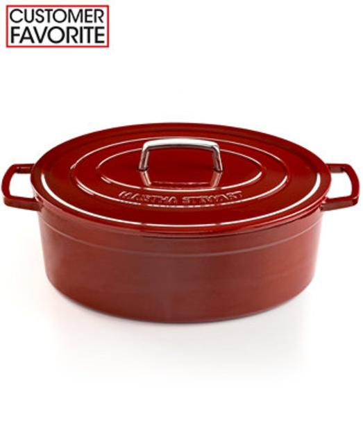 Martha Stewart Collection Collector's Enameled Cast Iron 8 Qt. Oval Casserole - Cranberry