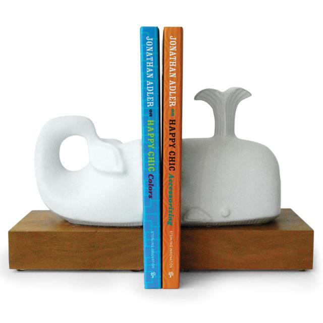 Jonathan Adler Ceramic Whale Bookends