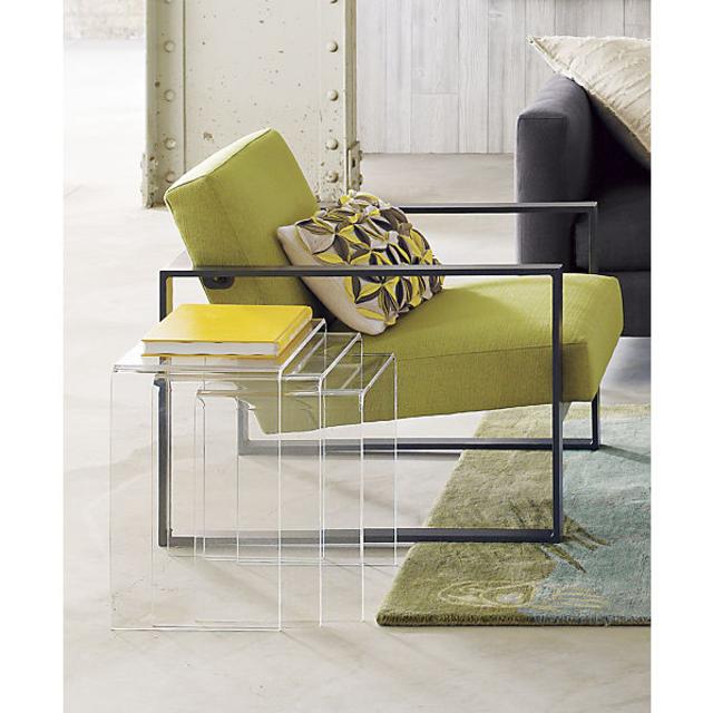 CB2 peekaboo clear nesting tables set of three