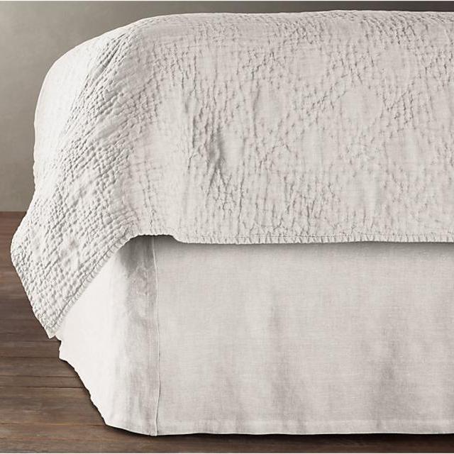 Stonewashed Belgian Linen Bed Skirt - King (Fog)