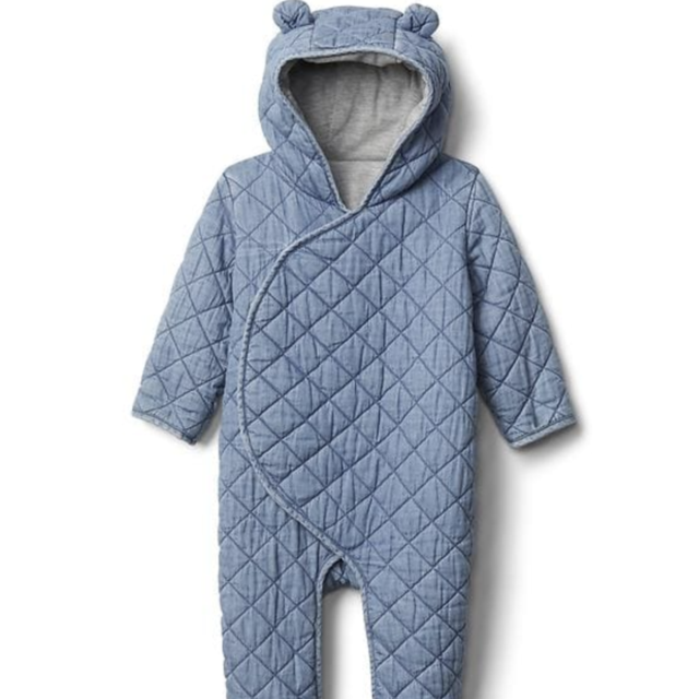 Baby Quilted Chambray Bear One-Piece
