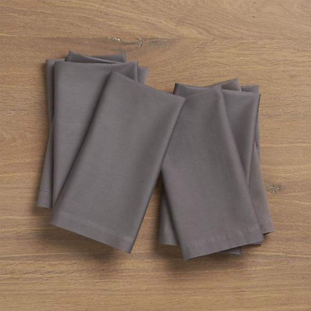 Set of 8 Fete Pewter Cotton Napkins