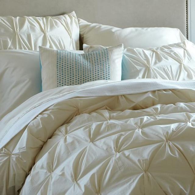 Organic Pintuck Duvet Cover, King, Natural