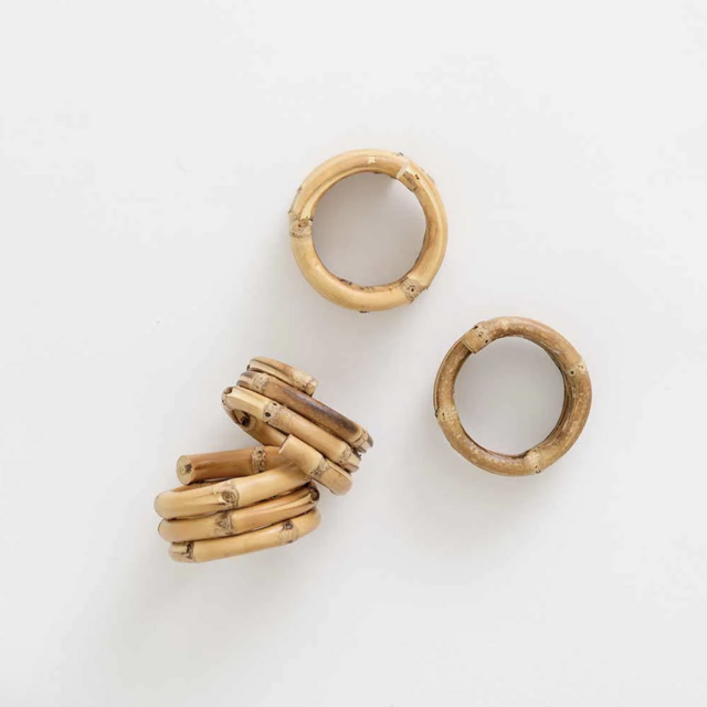 Wrapped Bamboo Napkin Rings, Set of 4
