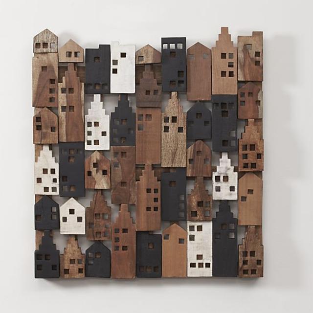 Crate & Barrel Village Wood Wall Art