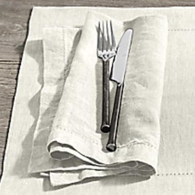 Restoration Hardware Stonewashed Belgian Linen Hemstitch Dinner Napkins (Set of 4) - Ivory