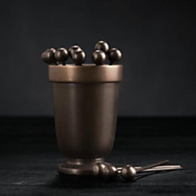 Restoration Hardware Vintage Hotel Cocktail Picks & Holder - Oil-rubbed Bronze