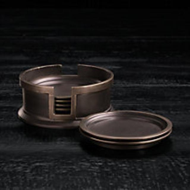 Restoration Hardware Vintage Hotel Coasters (Set of 6) - Oil-rubbed Bronze