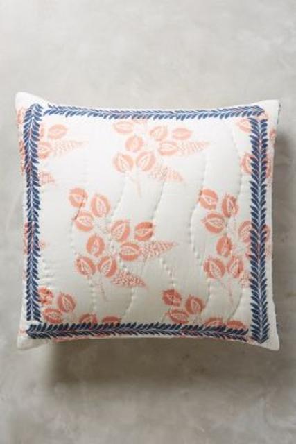 Anthropologie Woodblock Floral Euro Shams