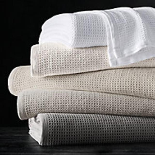 Restoration Hardware Chunky Waffle Weave Cotton Blanket - Full/Queen, Ivory