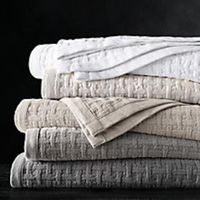 Restoration Hardware Textural Basket Weave Cotton Blanket - Full/Queen, Dune