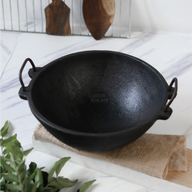 Green Heirloom Cast Iron Wok