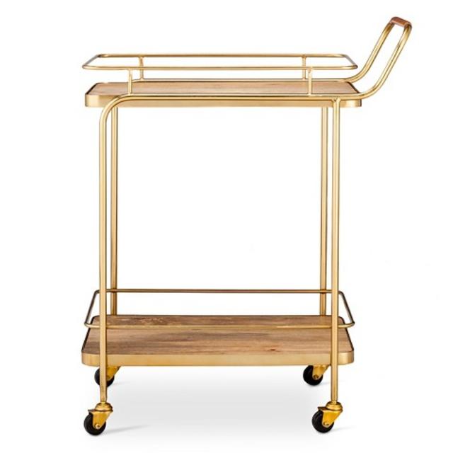 Threshold™ Metal/Wood/Leather Bar Cart - Gold