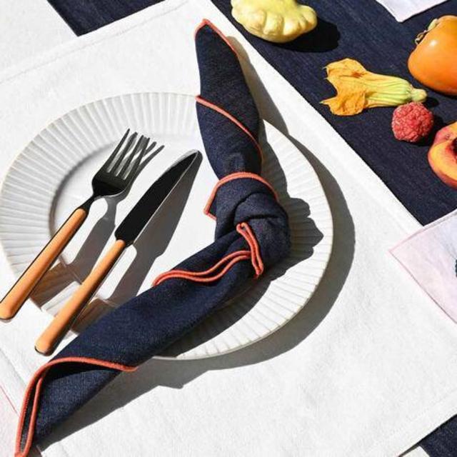 Reclaimed Cotton Rainbow Edge Napkins - Set of 4