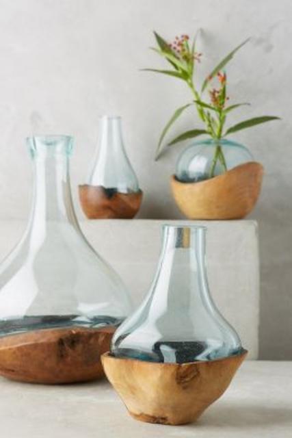 Teak & Bottle Vase
