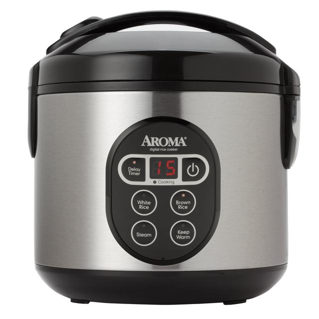 Aroma Housewares ARC-914SBD 8-Cup (Cooked) Digital Cool-Touch Rice Cooker and Food Steamer with Stainless Steel Exterior, Silver